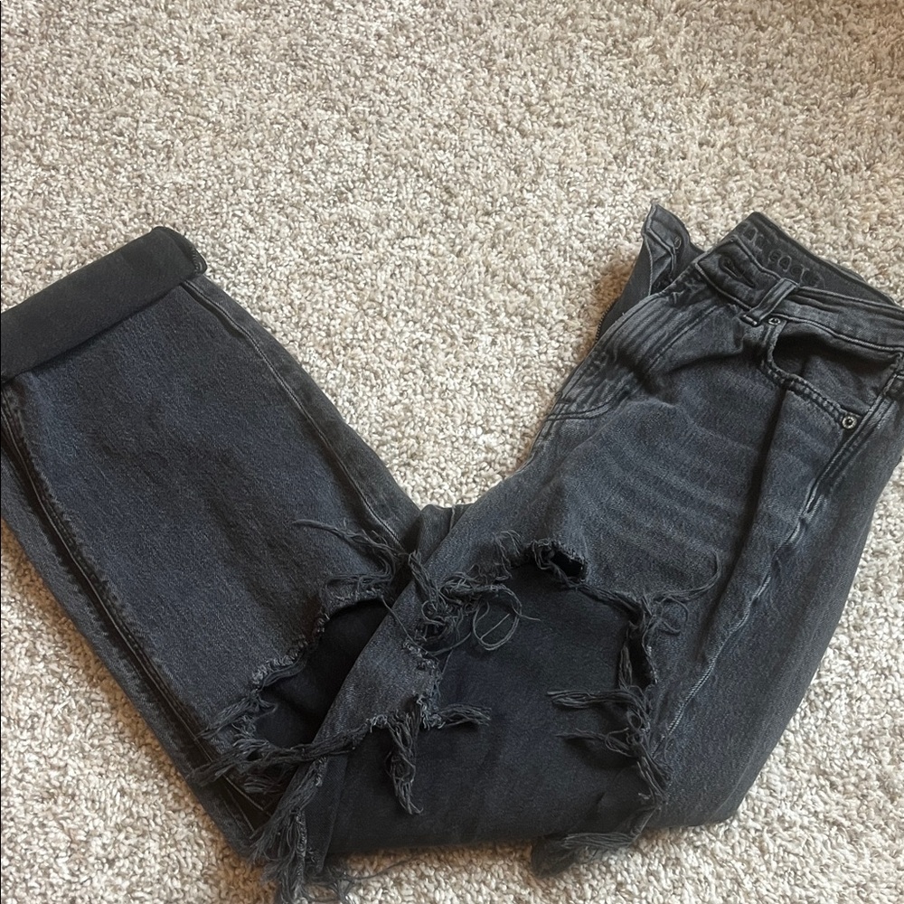 American Eagle Outfitters Black Distressed Boyfriend Jeans